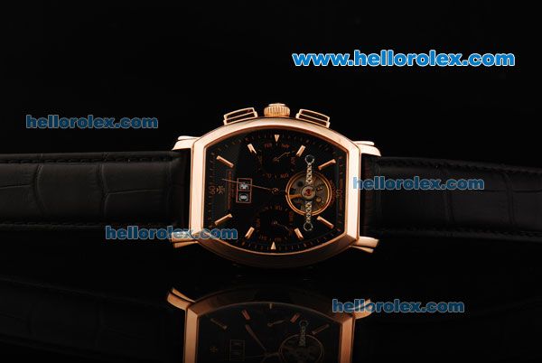 Vacheron Constantin Malte Tourbillon Automatic Movement Rose Gold Case with Black Dial and Rose Gold Stick Markers - Click Image to Close