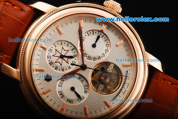 Vacheron Constantin Patrimony Tourbillon Automaitc Movement Rose Gold Case with White Dial and Rose Gold Stick Markers - Click Image to Close