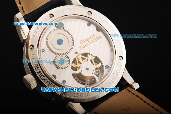 A.Lange&Sohne Glashutte Swiss Tourbillon Manual Winding Movement with White Dial and Leather Strap - Click Image to Close