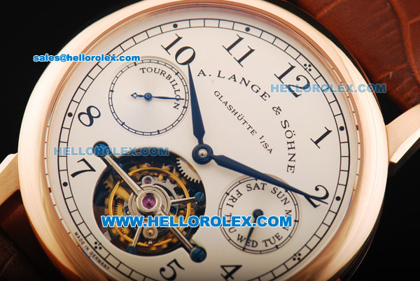 A.Lange&Sohne Glashutte Swiss Tourbillon Manual Winding Movement Rose Gold Case with Cream Dial - Click Image to Close