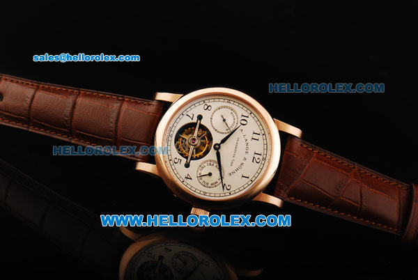 A.Lange&Sohne Glashutte Swiss Tourbillon Manual Winding Movement Rose Gold Case with Cream Dial - Click Image to Close