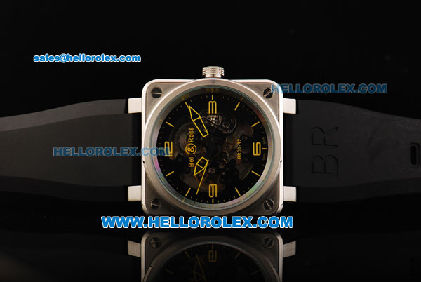 Bell&Ross BR 01-92 Skeleton Automatic Movement Steel Case with Yellow Markers and Black Rubber Strap - Click Image to Close