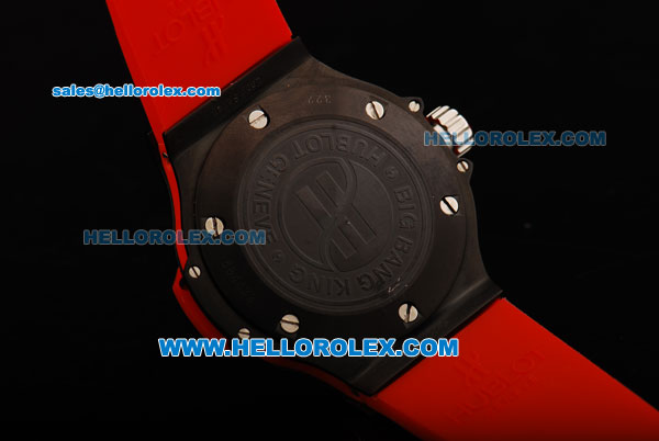 Hublot Big Bang Swiss Quartz Movement PVD Case with Black Dial and Red Rubber Strap - Click Image to Close