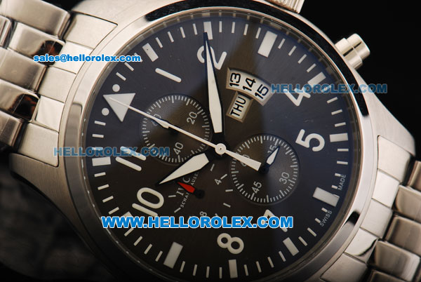 IWC Flieger Pilot's Chronograph Quartz Movement Full Steel with Grey Dial and White Markers-Limited Edition - Click Image to Close
