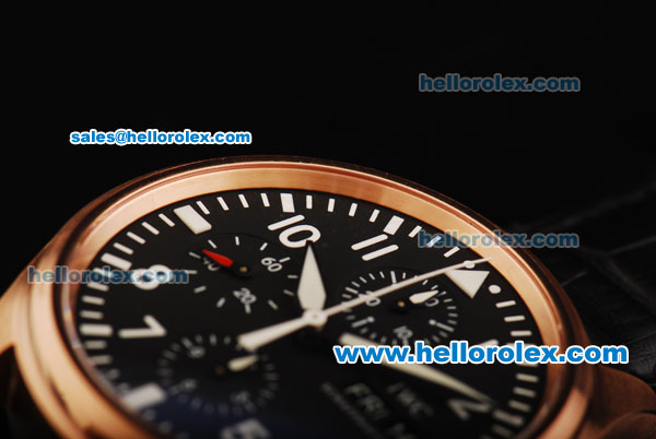 IWC Pilot Chronograph Swiss Valjoux 7750 Automatic Movement Rose Gold Case with Brown Dial and White Markers - Click Image to Close