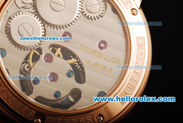 Audemars Piguet Jules Audemars Swiss Tourbillon Manual Winding Movement Rose Gold Case with White Dial and Rose Gold Roman Numerals - Click Image to Close