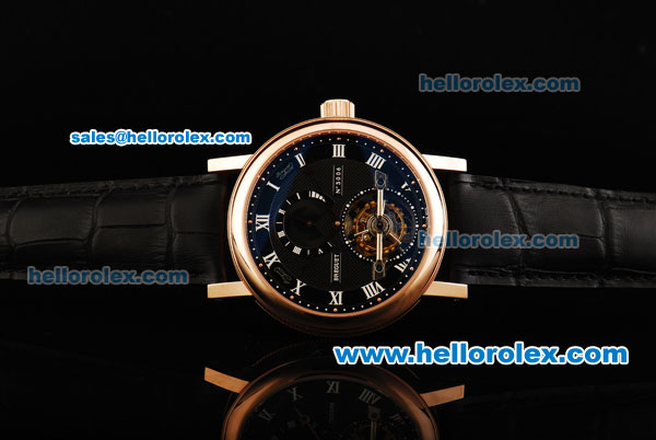 Breguet Classique Complications Swiss Tourbillon Manual Winding Movement Rose Gold Case with Black Dial and White Roman Numerals - Click Image to Close