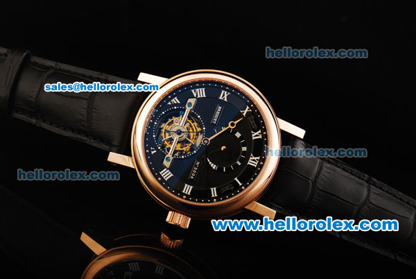 Breguet Classique Complications Swiss Tourbillon Manual Winding Movement Rose Gold Case with Black Dial and White Roman Numerals - Click Image to Close
