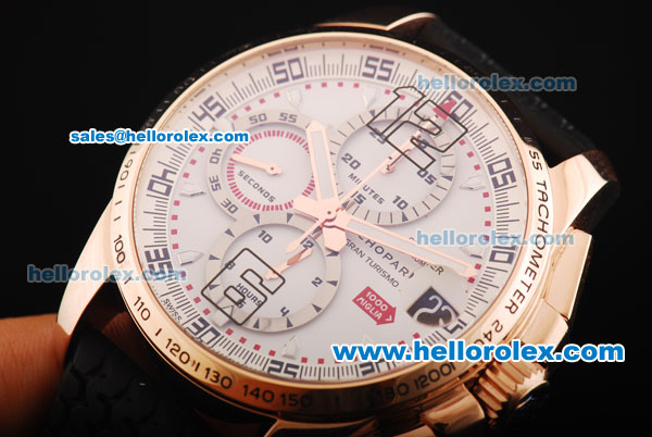 Chopard Mille Miglia GTXL Chronograph Swiss Valjoux 7750 Automatic Movement Rose Gold Case with White Dial and Black Arabic Numerals - Click Image to Close