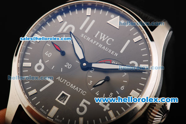 IWC Big Pilot Swiss Valjoux 7750 Automatic Movement Steel Case with White Markers and Black Leather Strap - Click Image to Close
