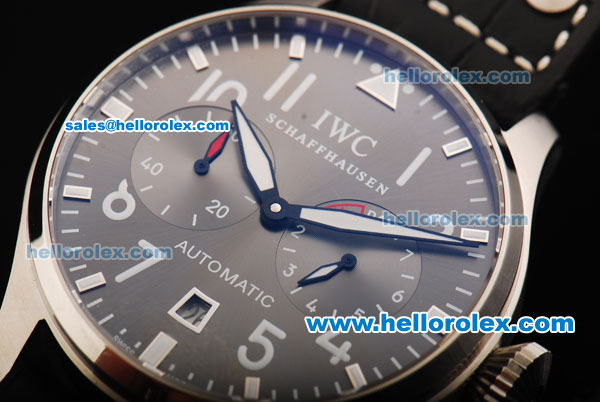IWC Big Pilot Swiss Valjoux 7750 Automatic Movement Steel Case with White Markers and Black Leather Strap - Click Image to Close