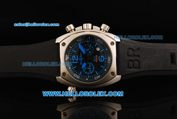 Bell & Ross BR 02-94 Chronograph Quartz Movement Steel Case with Black Dial and Blue Markers - Click Image to Close
