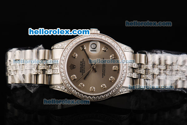 Rolex Datejust Automatic Movement Grey Dial with Diamond Markers and Diamond Bezel - Click Image to Close