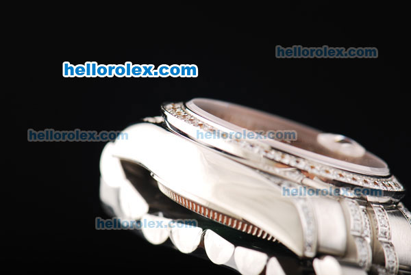 Rolex Datejust Automatic Movement Diamond Case with Diamond Bezel and Diamond Markers - Click Image to Close