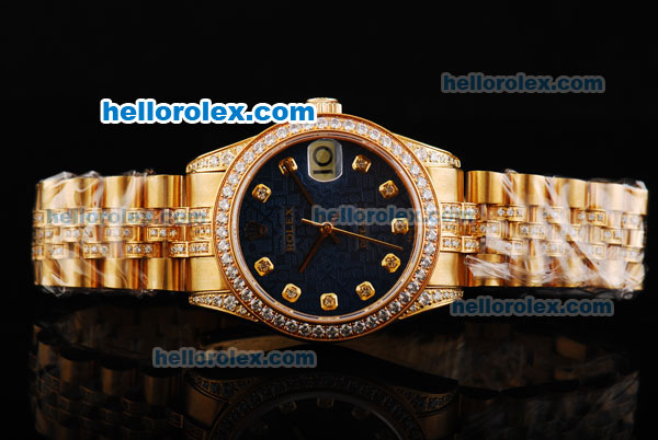 Rolex Datejust Automatic Movement Golden Case With Blue Dial and Diamond Bezel - Click Image to Close