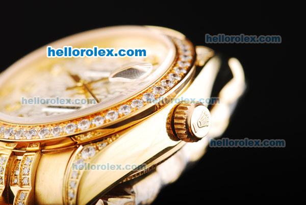 Rolex Datejust Automatic Movement Gold Case and Bracelet with Diamond Bezel - Click Image to Close