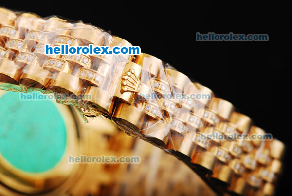 Rolex Datejust Automatic Movement Golden Case with Orange Dial and Diamond Bezel - Click Image to Close