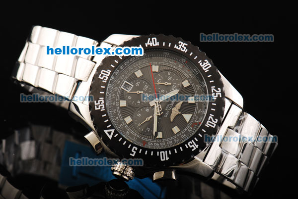 Breitling Skyracer Automatic Movement Steel Case with PVD Bezel and Black Dial-White Stick Markers - Click Image to Close