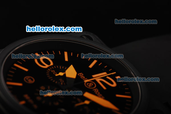 Bell&Ross BR 01-94 Swiss Quartz Movement PVD Case with Black Dial and Orange Markers - Click Image to Close
