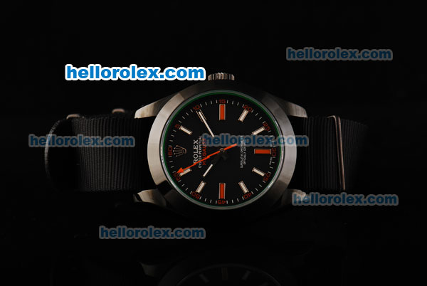 Rolex Milgauss Automatic Movement PVD Case with Black Dial and Nylon Strap - Click Image to Close