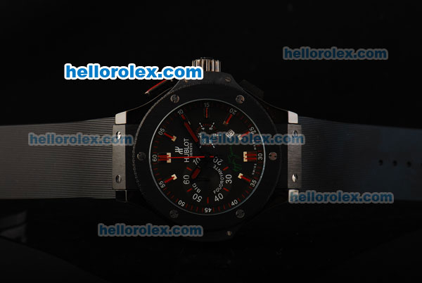 Hublot Big Bang King Chronograph Miyota Quartz Movement PVD Case with Black Dial and Red Markers - Click Image to Close