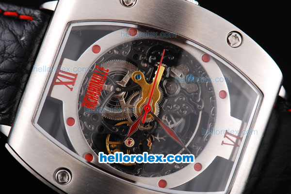 Richard Mille Tourbillon with Red Marking and Black Leather Strap - Click Image to Close