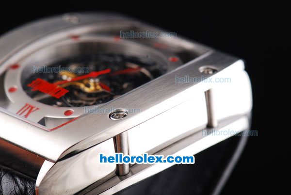 Richard Mille Tourbillon with Red Marking and Black Leather Strap - Click Image to Close