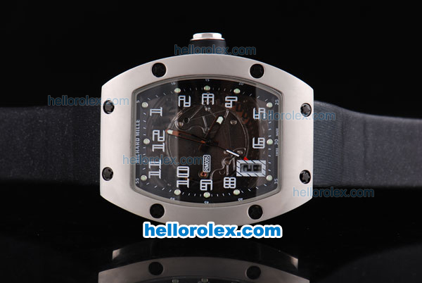 Richard Mille RM005 Automatic Movement Skeletonal Dial with Printed Arabic Numerals Markers and Leather Strap - Click Image to Close