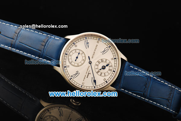 Sinn Classic Swiss ETA 6497 Manual Winding Movement Steel Case with White Dial and Blue Leather Strap - Click Image to Close