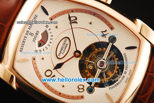 Parmigiani Kalpa XL Swiss Tourbillon Manual Winding Movement Rose Gold Case with Rose Gold Markers and Brown Leather Strap - Click Image to Close